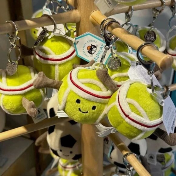 Jellycat Amusaeble Tennis Ball Bag Charm Keychain Plush NWT with Dust Bag - Picture 1 of 4
